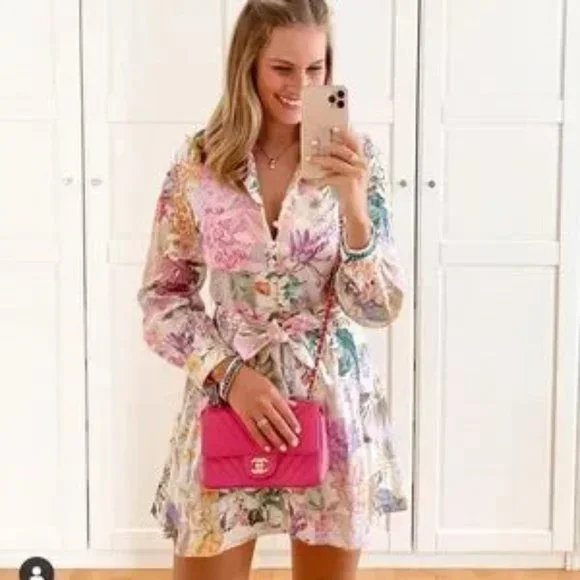 NWT ZARA Linen Floral Print Dress Blogger Favorite - Picture 6 of 16